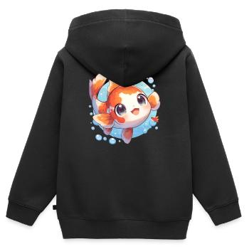 Koi Koi Carpe - Sweat Premium à capuche zippé enfant bio - noir - Dos - AI Model Kid Male (0cm)