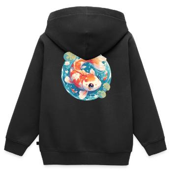 Koi Koi Carpe - Sweat Premium à capuche zippé enfant bio - noir - Dos - AI Model Kid Male (0cm)