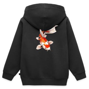 Koi Koi Carpe - Sweat Premium à capuche zippé enfant bio - noir - Dos - AI Model Kid Male (0cm)