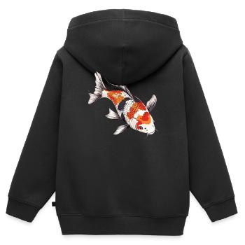 Koi Koi Carpe - Sweat Premium à capuche zippé enfant bio - noir - Dos - AI Model Kid Male (0cm)