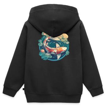 Koi Koi Carpe - Sweat Premium à capuche zippé enfant bio - noir - Dos - AI Model Kid Male (0cm)