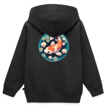 Koi Koi Carpe - Sweat Premium à capuche zippé enfant bio - noir - Dos - AI Model Kid Male (0cm)