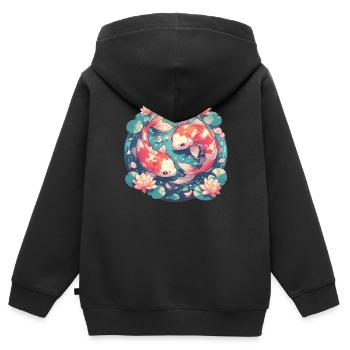 Koi Koi Carpe - Sweat Premium à capuche zippé enfant bio - noir - Dos - AI Model Kid Male (0cm)