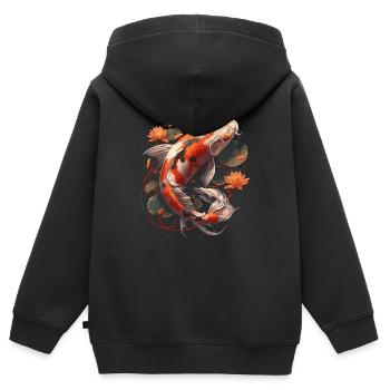 Koi Koi Carpe - Sweat Premium à capuche zippé enfant bio - noir - Dos - AI Model Kid Male (0cm)