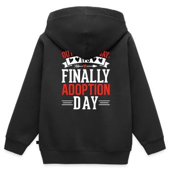 Aus dem Weg, es ist endlich Adoptionstag Gotcha - Kinder Premium Organic Zip Hoodie - Schwarz - Hinten - AI Model Kid Male (0cm)