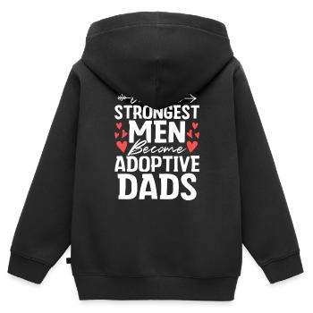 Seulement les hommes les plus forts Drôle Adoption Papa Gotcha - Sweat Premium à capuche zippé enfant bio - noir - Dos - AI Model Kid Male (0cm)