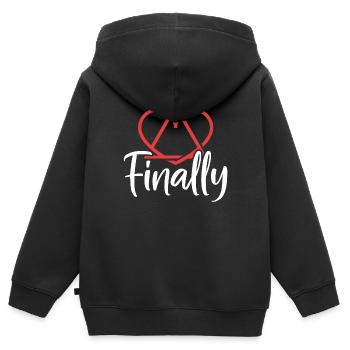 Enfin Gotcha Day Famille d’accueil Parenthood drôle - Sweat Premium à capuche zippé enfant bio - noir - Dos - AI Model Kid Male (0cm)