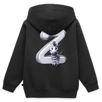 Zebra auf dem Buchstaben Z - Kinder Premium Organic Zip Hoodie - Schwarz - Hinten - AI Model Kid Male (0cm)