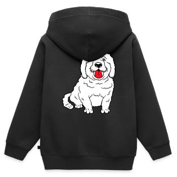 Lieber Hund Streckt Glücklich Brav Zunge Heraus - Kinder Premium Organic Zip Hoodie - Schwarz - Hinten - AI Model Kid Male (0cm)