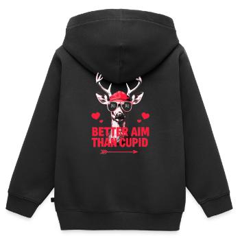 I Aim Better Than Cupid Hunting Valentine’s Day - Sweat Premium à capuche zippé enfant bio - noir - Dos - AI Model Kid Male (0cm)