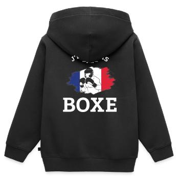 Boxen Ich kann nicht Boxen Boxen Frankreich - Kinder Premium Organic Zip Hoodie - Schwarz - Hinten - AI Model Kid Male (0cm)