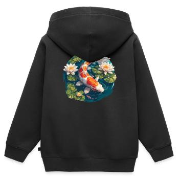 Koi Koi Carpe - Sweat Premium à capuche zippé enfant bio - noir - Dos - AI Model Kid Male (0cm)