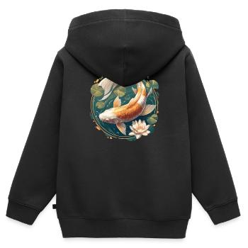 Koi Koi Carpe - Sweat Premium à capuche zippé enfant bio - noir - Dos - AI Model Kid Male (0cm)
