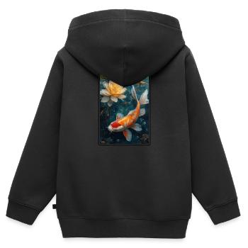 Koi Koi Carpe - Sweat Premium à capuche zippé enfant bio - noir - Dos - AI Model Kid Male (0cm)