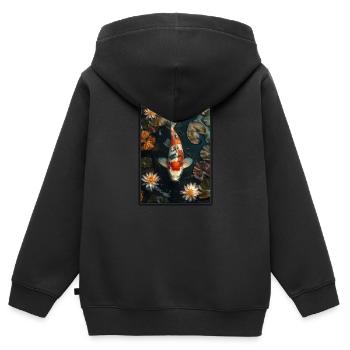 Koi Koi Carpe - Sweat Premium à capuche zippé enfant bio - noir - Dos - AI Model Kid Male (0cm)
