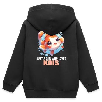 Koi Koi Carpe - Sweat Premium à capuche zippé enfant bio - noir - Dos - AI Model Kid Male (0cm)