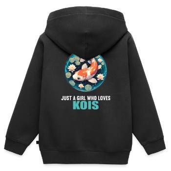 Koi Koi Carpe - Sweat Premium à capuche zippé enfant bio - noir - Dos - AI Model Kid Male (0cm)