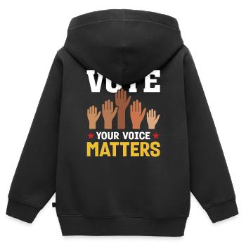 Votez Your Voice Matters Élection présidentielle - Sweat Premium à capuche zippé enfant bio - noir - Dos - AI Model Kid Male (0cm)