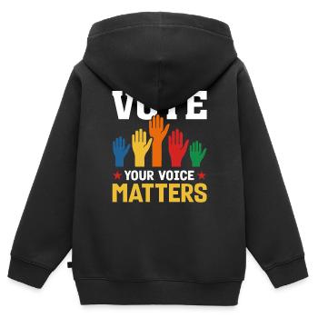 Votez Votre voix compte Élections Vote Politique - Sweat Premium à capuche zippé enfant bio - noir - Dos - AI Model Kid Male (0cm)