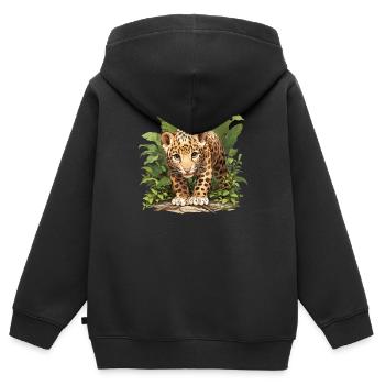 Jaguare Jaguar - Kinder Premium Organic Zip Hoodie - Schwarz - Hinten - AI Model Kid Male (0cm)