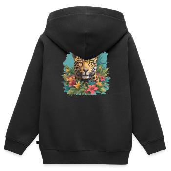 Jaguare Jaguar - Kinder Premium Organic Zip Hoodie - Schwarz - Hinten - AI Model Kid Male (0cm)