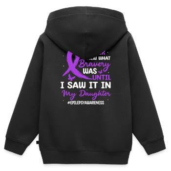 Je n’ai jamais su ce qu’était la bravoure du ruban violet - Sweat Premium à capuche zippé enfant bio - noir - Dos - AI Model Kid Male (0cm)