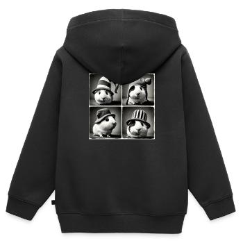 Meerschweinchen Selfie Lustige Hüte Vintage Fotoshooting A - Kinder Premium Organic Zip Hoodie - Schwarz - Hinten - AI Model Kid Male (0cm)