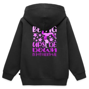 Being Upside Down Is My Normal Funny Gymnast Gift - Kinder Premium Organic Zip Hoodie - Schwarz - Hinten - AI Model Kid Male (0cm)