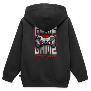 Control Freak Lustiges Retro-Videospiel - Kinder Premium Organic Zip Hoodie - Schwarz - Hinten - AI Model Kid Male (0cm)