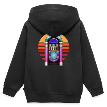 Retro Music Machine Vintage Audio Jukebox - Kinder Premium Organic Zip Hoodie - Schwarz - Hinten - AI Model Kid Male (0cm)