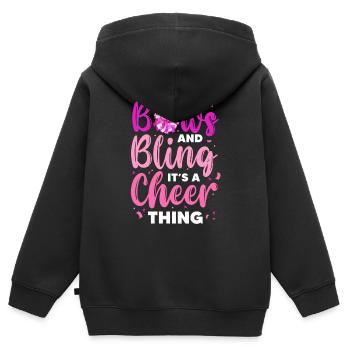 Arcs et bling C’est un truc de cheerleading - Sweat Premium à capuche zippé enfant bio - noir - Dos - AI Model Kid Male (0cm)