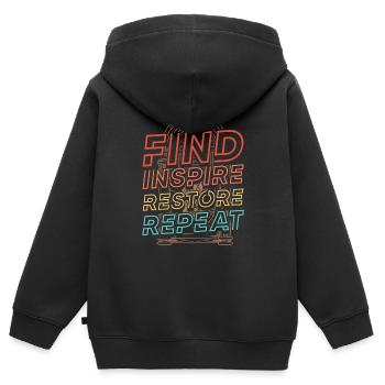 Trouver le juke-box rétro Inspire Restore Repeat - Sweat Premium à capuche zippé enfant bio - noir - Dos - AI Model Kid Male (0cm)