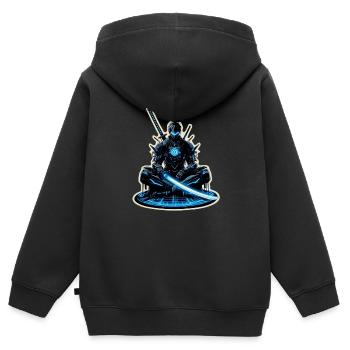 Samurai Sci-Fi Cyber Punk Anime Manga - Kinder Premium Organic Zip Hoodie - Schwarz - Hinten - AI Model Kid Male (0cm)