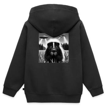 Skunk Lustiges Grafik-Selfie mit UFOs Seltsame Außerirdische - Kinder Premium Organic Zip Hoodie - Schwarz - Hinten - AI Model Kid Male (0cm)