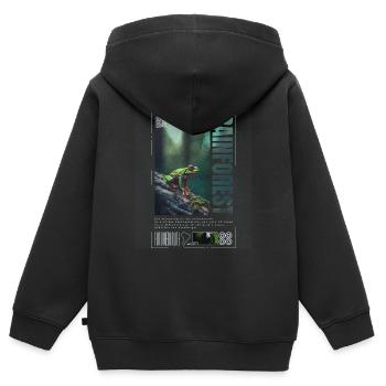 Oeil Rouge Rainette Forêt Tropicale Amphibien - Sweat Premium à capuche zippé enfant bio - noir - Dos - AI Model Kid Male (0cm)