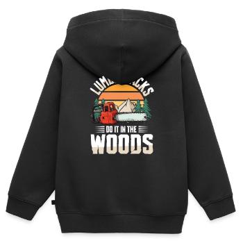 Bûcherons Faites-le dans les bois - Sweat Premium à capuche zippé enfant bio - noir - Dos - AI Model Kid Male (0cm)