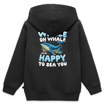 Whale Oh Whale I'm So Happy To Sea - Kinder Premium Organic Zip Hoodie - Schwarz - Hinten - AI Model Kid Male (0cm)