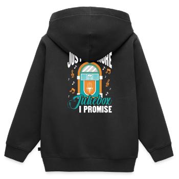 Juste un juke-box de plus que je promets boîte à musique - Sweat Premium à capuche zippé enfant bio - noir - Dos - AI Model Kid Male (0cm)