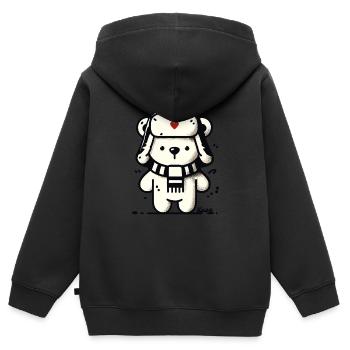 Cute funny bear with scarf and winter hat - Kids Premium Organic Zip-up Hoodie - black - Back - AI Model Kid Male (0cm)