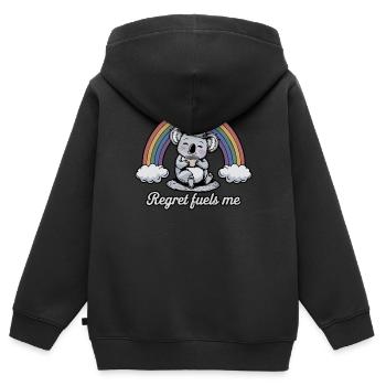 Drôle Koala regret me nourrit arc-en-ciel humour Design - Sweat Premium à capuche zippé enfant bio - noir - Dos - AI Model Kid Male (0cm)