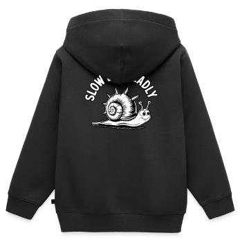 Escargot drôle Lent mais mortel Dessin animé drôle Graphique - Sweat Premium à capuche zippé enfant bio - noir - Dos - AI Model Kid Male (0cm)