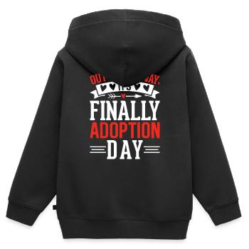 Aus dem Weg, es ist endlich Adoptionstag Gotcha - Kinder Premium Organic Zip Hoodie - Schwarz - Hinten - AI Model Kid Male (0cm)
