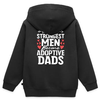 Seulement les hommes les plus forts Drôle Adoption Papa Gotcha - Sweat Premium à capuche zippé enfant bio - noir - Dos - AI Model Kid Male (0cm)