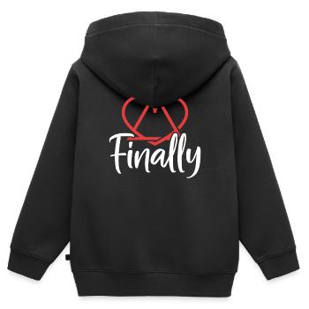 Enfin Gotcha Day Famille d’accueil Parenthood drôle - Sweat Premium à capuche zippé enfant bio - noir - Dos - AI Model Kid Male (0cm)