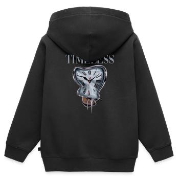 Timeless für Zeitlose Menschen - Kinder Premium Organic Zip Hoodie - Schwarz - Hinten - AI Model Kid Male (0cm)