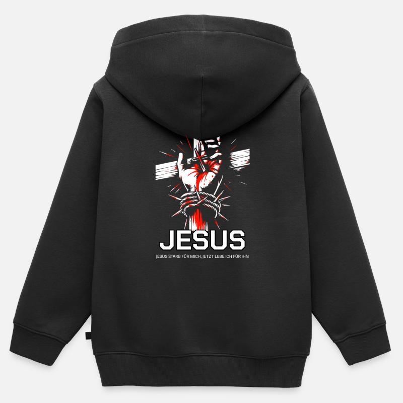 Jésus est mort pour moi - Sweat Premium à capuche zippé enfant bio - noir