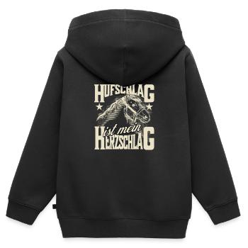 Votre battement de sabot - Sweat Premium à capuche zippé enfant bio - noir - Dos - AI Model Kid Male (0cm)