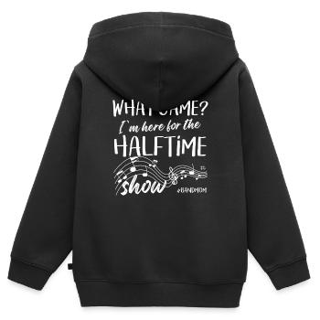 Pour quel match je suis ici : le spectacle de la mi-temps - Sweat Premium à capuche zippé enfant bio - noir - Dos - AI Model Kid Male (0cm)