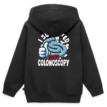 Diagnostic endoscopie, coloscopie - Sweat Premium à capuche zippé enfant bio - noir - Dos - AI Model Kid Male (0cm)