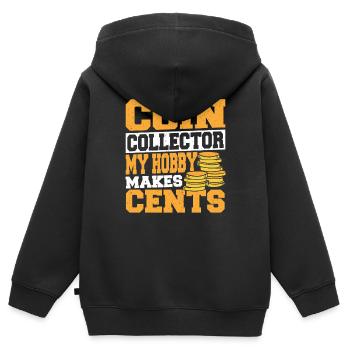 Münzsammeln Münzsammlers Cent Numismatiker - Kinder Premium Organic Zip Hoodie - Schwarz - Hinten - AI Model Kid Male (0cm)